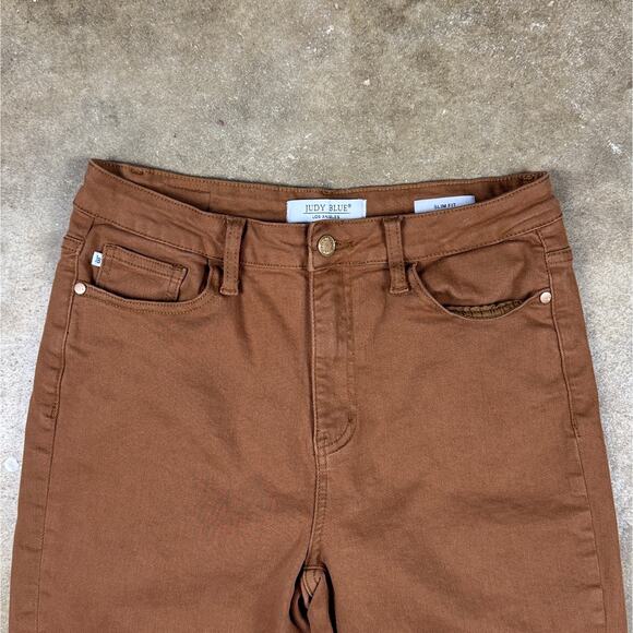 Judy Blue Slim Fit Jeans Women’s Size 9/29 Brown Stretch High Rise Ankle - Picture 2 of 14